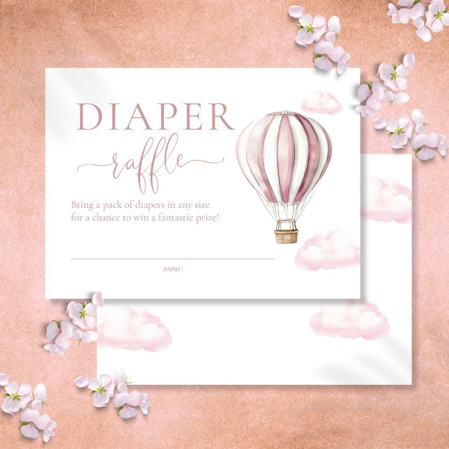 Diaper Raffle Pink Hot Air Balloon Baby Shower Enclosure Card (Diaper Raffle Pink Hot Air Balloon Baby Shower Enclosure Card)