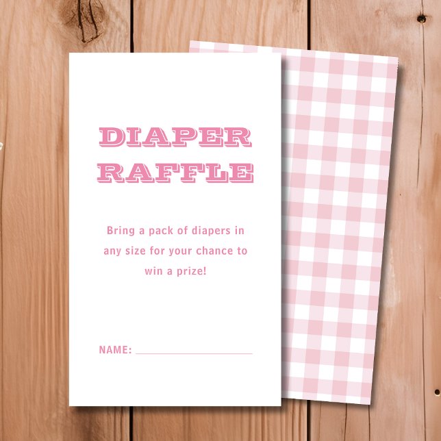 Diaper Raffle | Pink Plaid Baby Shower  Enclosure Card (Creator Uploaded)