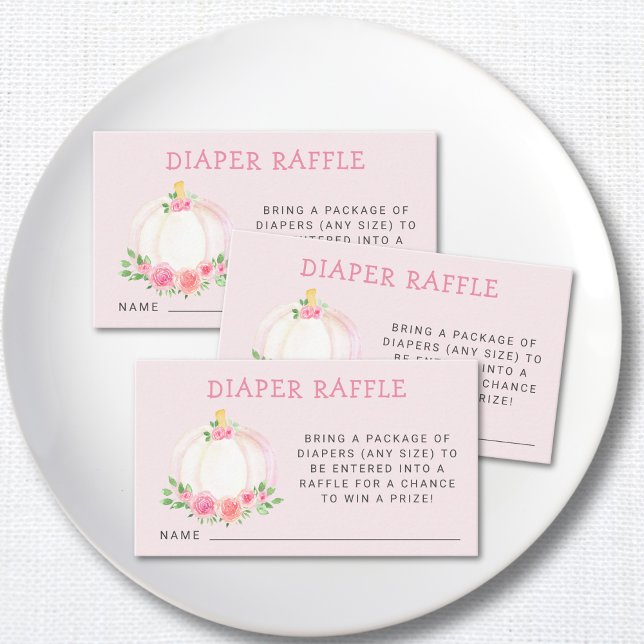Diaper Raffle Pink Pumpkin Baby Shower Enclosure Card (Creator Uploaded)