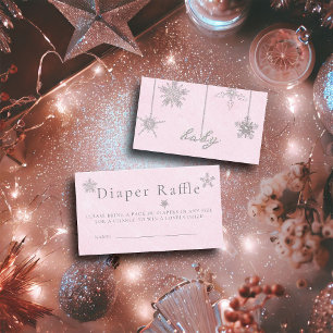 Diaper Raffle Pink Rhinestone Girl Baby Shower Enclosure Card