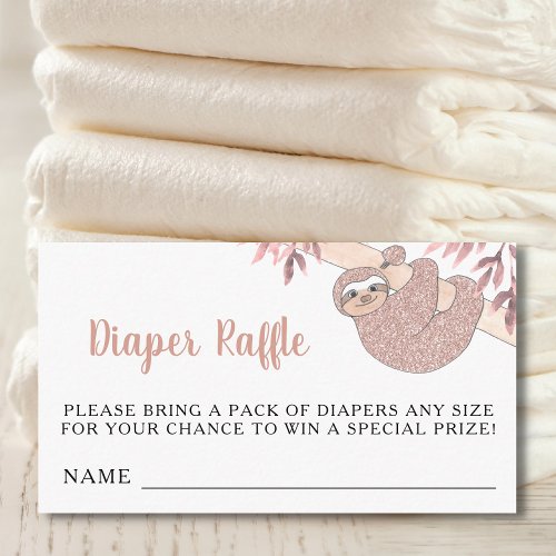 Diaper Raffle Pink Sloth Baby Shower Enclosure Card