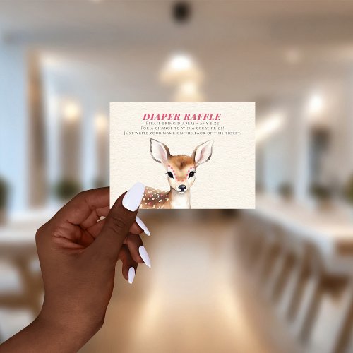 Diaper Raffle Pink Spotted Deer Baby Shower  Enclosure Card