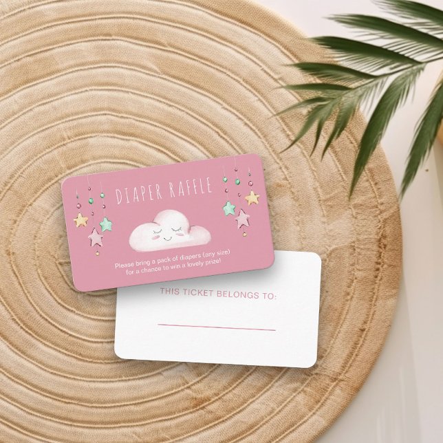 Diaper Raffle Poem Cloud Stars Girl Baby Shower Enclosure Card (Diaper Raffle insert card from my Twinkle Twinkle baby shower collection)