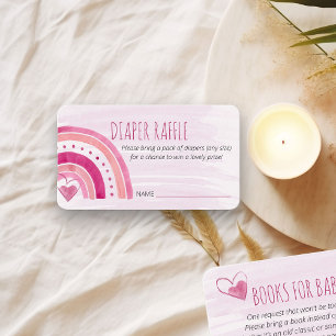 Diaper Raffle Poem Pink Rainbow Baby Shower Enclosure Card