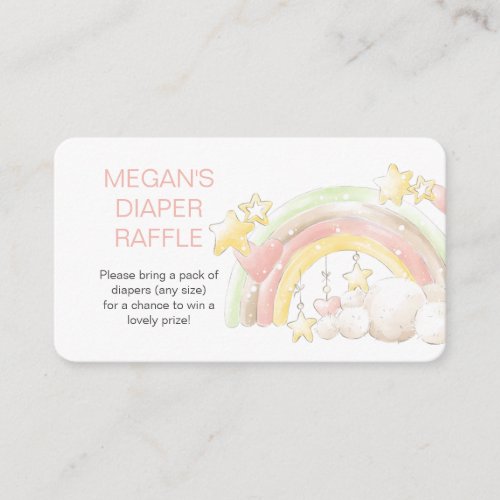 Diaper Raffle Poem Rainbow and Stars Baby Shower Enclosure Card