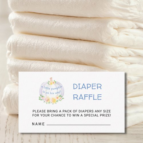 Diaper Raffle Pumpkin Boys Baby Shower Enclosure Card