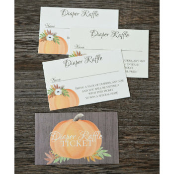 Diaper Raffle Pumpkin Fall Baby Shower Business Card by happygotimes at Zazzle