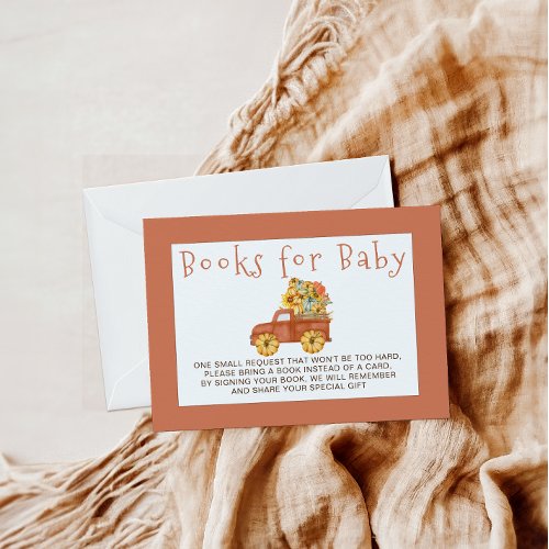 Diaper Raffle Pumpkin Floral Cute Baby Shower Enclosure Card