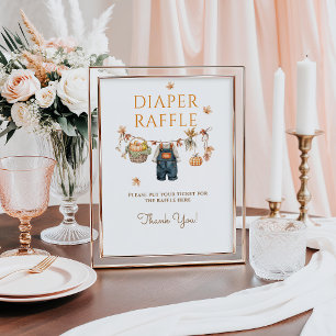 Diaper Raffle Pumpkin Rustic Fall Baby Shower Poster