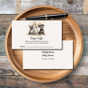 Diaper Raffle Puppy Dog Watercolor Baby Shower Enclosure Card