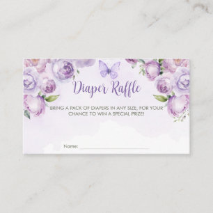 Diaper Raffle Purple Floral Butterfly Baby Shower Enclosure Card