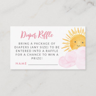 Diaper Raffle Ray Of Sunshine Girl's Baby Shower Enclosure Card