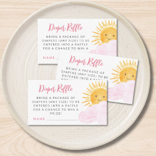 Diaper Raffle Ray Of Sunshine Girl's Baby Shower  Enclosure Card