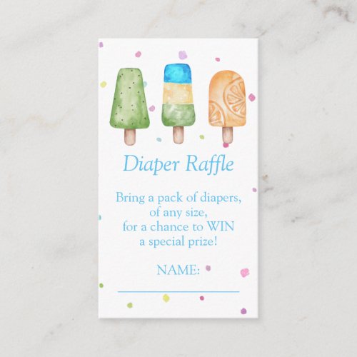 Diaper Raffle Ready to Pop Summer Boy Baby Shower Enclosure Card