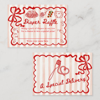 Diaper Raffle Red Bow Frame Enclosure Card