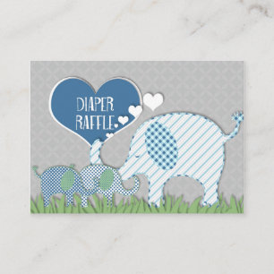 Diaper Raffle Registry Elephant Twins Baby Shower Enclosure Card