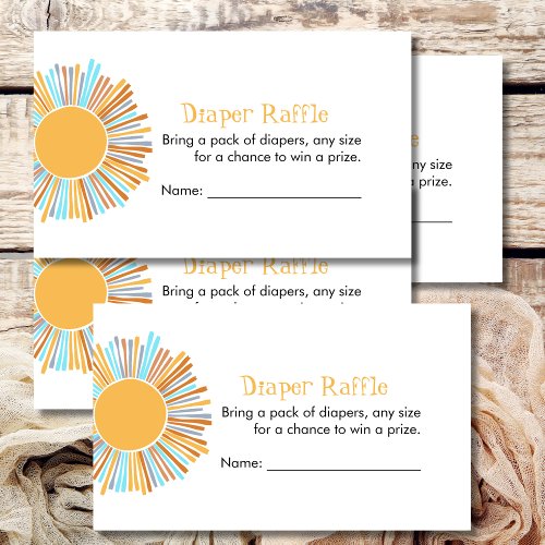 Diaper Raffle Retro Boho Sun Baby Shower Game Enclosure Card