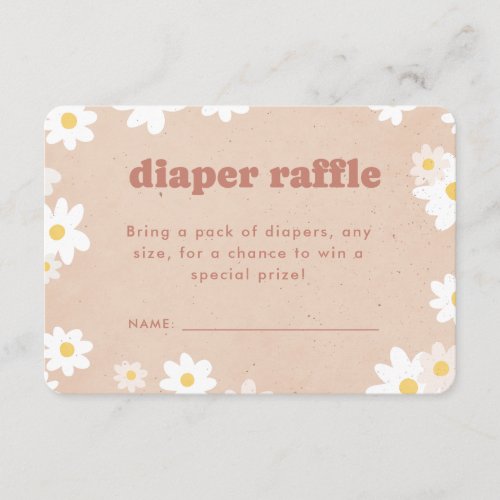Diaper Raffle Retro Daisies Neutral Baby Shower Enclosure Card