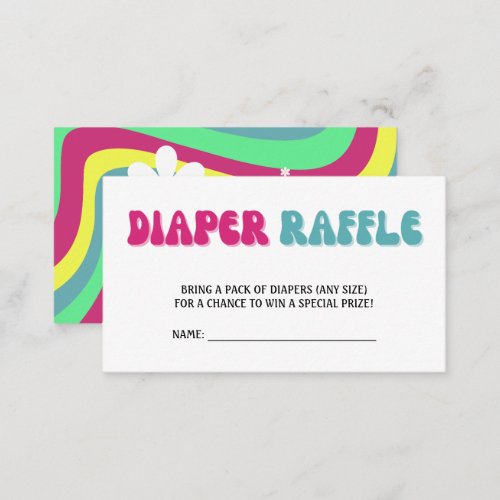 Diaper Raffle Retro Hippie Daisy Groovy Enclosure Card