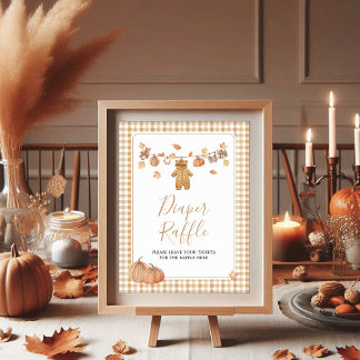 Diaper Raffle Rustic Pumpkin Fall Baby Shower Poster