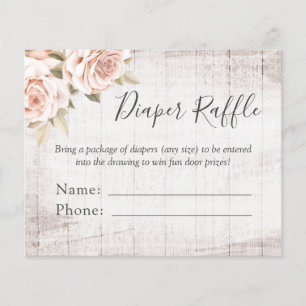Diaper Raffle Rustic Roses Baby Shower Entry Card Flyer