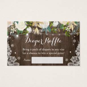 Diaper Raffle Rustic Wood Floral String Lights