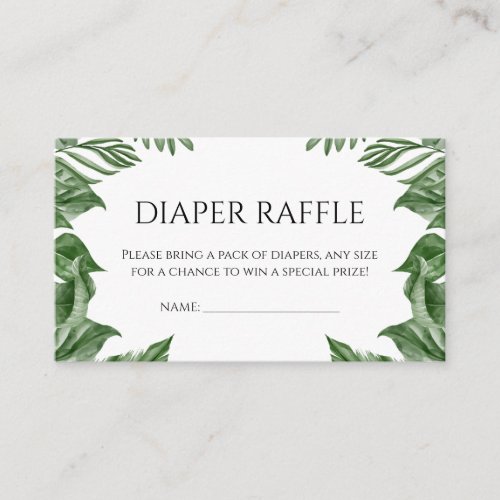 Diaper Raffle Safari Animals Tropical Baby Shower Enclosure Card