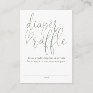 Diaper Raffle Sage Green Baby Shower Enclosure Card