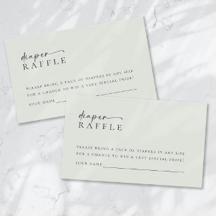 Diaper Raffle Sage Green Minimalist Baby Shower Enclosure Card