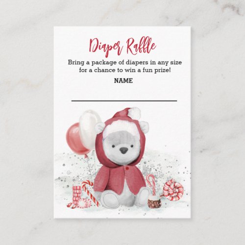 Diaper Raffle Santa Baby Polar Teddy Bear   Enclosure Card