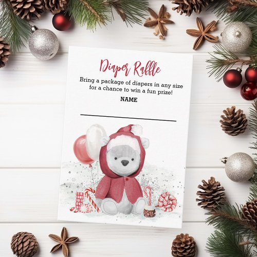 Diaper Raffle Santa Baby Polar Teddy Bear   Enclosure Card