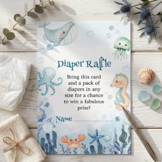 Diaper Raffle Sea You Soon Under the Sea Baby Show Enclosure Card