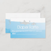 Diaper Raffle Shark Blue Ocean Baby Shower Enclosure Card (Front/Back)