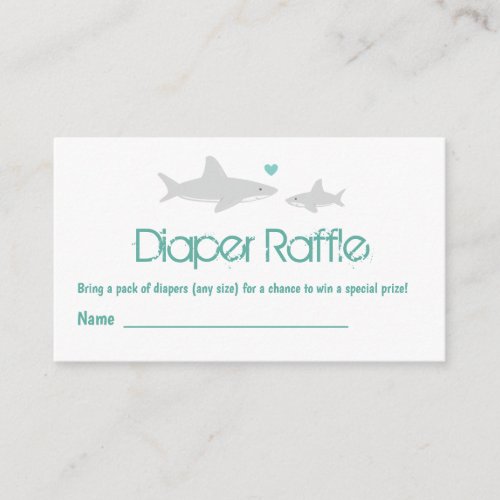 Diaper Raffle Shark White Green Baby Shower Enclosure Card