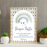 Diaper Raffle Sign Baby Shower Blue  Rainbow at Zazzle