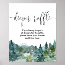 Diaper raffle sign baby shower rustic mountains