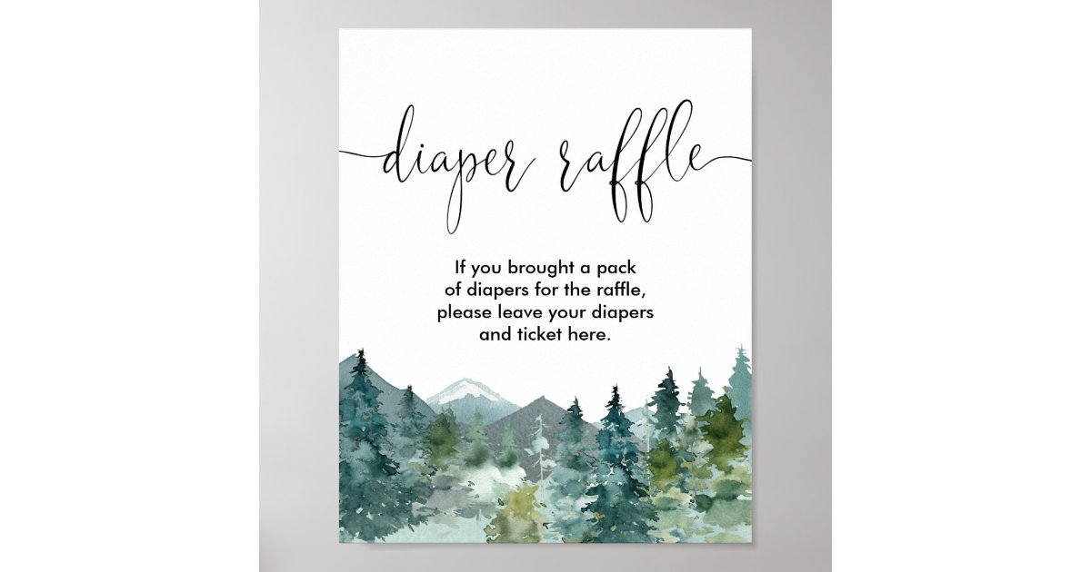 Rustic Raffle Sign Diaper raffle sign baby shower rustic mountains | Zazzle