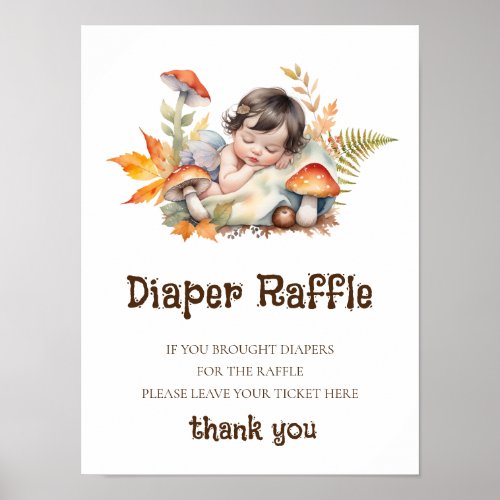 Diaper Raffle Sign Baby Shower Woodland Fairy 