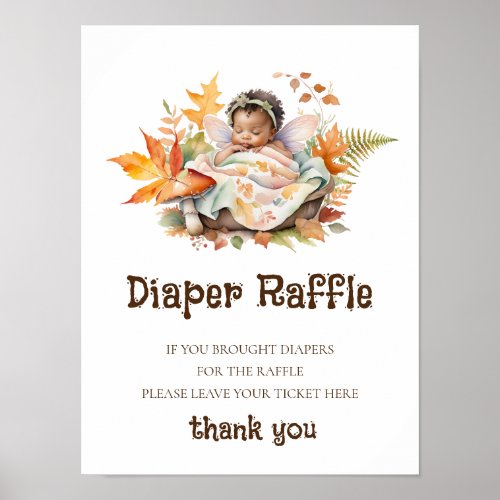 Diaper Raffle Sign Baby Shower Woodland Fairy 