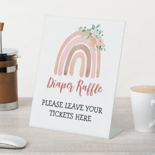 Diaper Raffle Sign Boho Rainbow Baby Shower