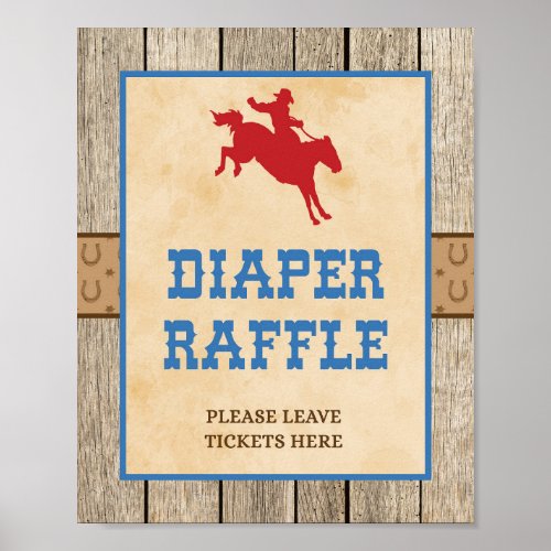 Diaper Raffle Sign Cowboy Baby Shower