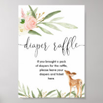 Diaper raffle sign deer pink greenery gold