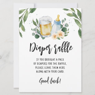 Diaper Raffle sign Game Baby Is Brewing Greenery Invitation