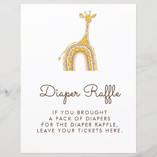 Diaper Raffle Sign  Giraffe 