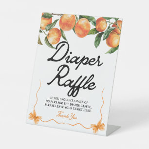 Diaper Raffle Sign Orange Baby Shower Sign