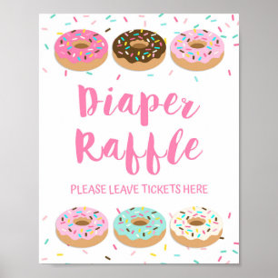 Diaper Raffle Sign Pink Donut Sprinkle Table Sign