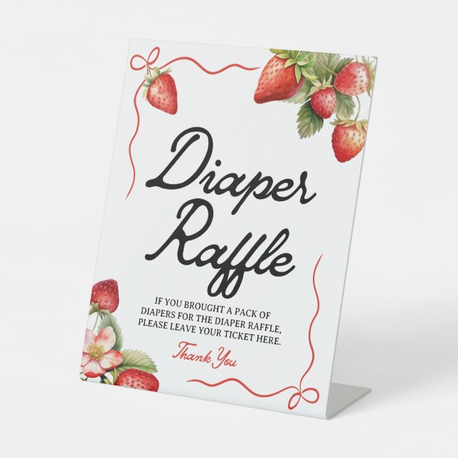 Diaper Raffle Sign | Strawberry Baby Shower Sign (Front)