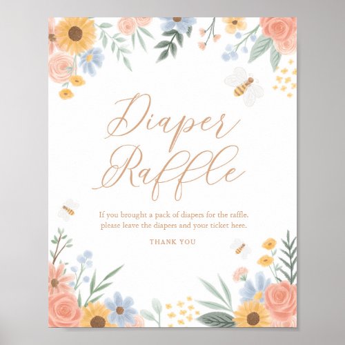 Diaper Raffle Sign Sweet as can Bee Baby Shower