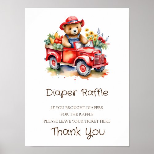 Diaper Raffle Sign Teddy Locally Grown Baby 