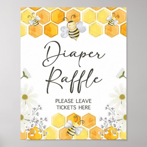 Diaper Raffle Sign Yellow Honey Bee Theme